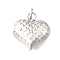 Brass Pendants, Heart Charms, with Jump Rings, Cadmium Free & Lead Free, Long-Lasting Plated, Rack Plating, Platinum, 21x20.5x9.5mm, Hole: 4mm