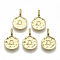 Alloy Pendants, Cadmium Free & Nickel Free & Lead Free, Flat Round with Letter, Real 18K Gold Plated, Letter.O, 17x11.5x1.5mm, Hole: 2.5mm