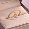 Brass Micro Pave Cubic Zirconia Finger Rings for Women, Golden, Moon, 12x5mm, US Size 7(17.3mm)