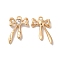 Rack Plating Alloy Charms, with Glass, Nickel Free, Bowknot with Heart Charms, Golden, Clear, 25x16x3.5mm, Hole: 1.8mm