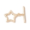 Brass Toggle Clasps, Star, Light Gold, 24mm, Star: 13.7x11.5x2mm, 7.5x8.5mm inner diameter, Bar: 5x20x2mm
