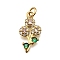 Brass Micro Pave Cubic Zirconia Pendants, Flower, Long-Lasting Plated, Lead Free & Cadmium Free, Rack Plating, with Jump Ring, Real 18K Gold Plated, 20x10x3mm, Hole: 3.5mm