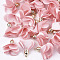 Cloth Pendants, with CCB Plastic, Flower, Golden, Pink, 30~35x25~37mm, Hole: 1.6mm