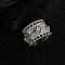 Flower Pattern Brass with Crystal Rhinestone Cuff Rings, Platinum, Inner Diameter: Adjustable