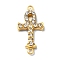 Ion Plating(IP) 304 Stainless Steel Crystal Rhinestone Connector Charms, Ankh Cross Links, Real 18K Gold Plated, 20x10x2mm, Hole: 1.6mm