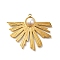 304 Stainless Steel Pendants, with Glass Pearl, Real 18K Gold Plated, Fan, 34.5x41x4.5mm, Hole: 1.6mm