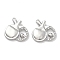 Brass Micro Pave Clear Cubic Zirconia Pendants, Cadmium Free & Nickel Free & Lead Free, Ping Pong Table Tennis Charms, Real Platinum Plated, 15x15.5x2.5mm, Hole: 1.4mm