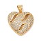 Brass Micro Pave Cubic Zirconia Pendants, Cadmium Free & Lead Free, Hollow Heart Charms, Real 18K Gold Plated, 20x19x6mm, Hole: 3.5x4mm