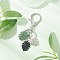 Tropical Leaf Baking Painted Alloy Pendant Keychains, with Iron Key Rings and Alloy Lobster Claw Clasps, Platinum, 85mm