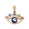 PVD Vacuum Plating 304 Stainless Steel Enamel Pendants, Golden, Hollow, Eye with Evil Eye, Colorful, 16x22x3mm, Hole: 5x3mm