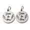 Non-Tarnish 304 Stainless Steel Charms, Laser Cut, with Jump Ring, Stainless Steel Color, Hollow, Flat Round Charm, Flower, 13.5x12x1mm, Hole: 3.6mm