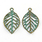 Zinc Alloy Pendants, Cadmium Free & Nickel Free & Lead Free, Leaf, Antique Bronze & Green Patina, 49x27x2mm, Hole: 3.5mm