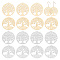 arricraft 30 Pcs Tree of Life Brass Charm, 2 Styles 3 Colors Flat Round Plating Filigree Pendants Hollow Life Trees Dangle Charms for Jewelry Necklace Earring Making