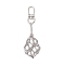 304 Stainless Steel Macrame Chain Pouch Empty Stone Holder Pendant Decoration, with Alloy Swivel Clasps, Stainless Steel Color, 103mm