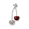 Cherry Alloy Pendants, with Rhinestone & Enamel, Red, Platinum, 31x18x4.5mm, Hole: 1.6mm