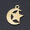 201 Stainless Steel Laser Cut Charms, Star with Moon, Golden, 14x12x1mm, Hole: 1.5mm