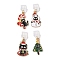 Christmas Theme Alloy Enamel Charm Mobile Straps, with PVC Mobile Dustproof Plugs, Cat Shape with Christmas Tree & Snowman & Christmas Hat, Golden, 37~38mm