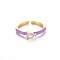 Brass Enamel Cuff Rings, Open Rings, Solitaire Rings, with Clear Cubic Zirconia, Nickel Free, Teardrop, Golden, Dark Orchid, US Size 7(17.3mm)