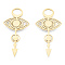 201 Stainless Steel Pendants, Eye with Arrow Charm, Real 18K Gold Plated, 42.5x22x1mm, Hole: 5x7mm
