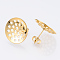 304 Stainless Steel Stud Earring Findings, with Sieve Base, Ear Nuts/Earring Backs, Golden, 18mm, Hole: 1.5mm, Pin: 0.8mm