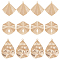 12Pcs 3 Styles Brass Textured Pendants, Crinkle, Nickel Free, Rhombus/Polygon/Teardrop, Real 18K Gold Plated, 30~34x21~28x2~3mm, Hole: 1.4~1.8mm, 4pcs/style