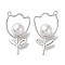 Eco-Friendly Alloy Pendants, with ABS Plastic Imitation Pearl Bead, Flower, Platinum, 35x19.5x2~10mm, Hole: 1.8mm
