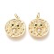 Brass Micro Pave Cubic Zirconia Pendants, with Jump Rings, Long-Lasting Plated, Flat Round, Clear, Golden, 20x18x4mm, Hole: 3.5mm