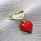 Brass Enamel Open Cuff Rings for Women, Heart, Rack Plating, Lasting Plated, Cadmium Free & Lead Free, Real 18K Gold Plated, 17x16.5mm,US Size 7 1/4(17.5mm)