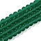 Transparent Glass Beads Strands, Faceted, Frosted, Rondelle, Green, 6x4.5mm, Hole: 1.4mm, about 80~85pcs/strand, 38~40cm
