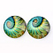 Glass Cabochons for DIY Projects, Half Round/Dome with Pattern, Light Sea Green, 25x6mm