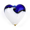 Handmade Lampwork Beads, Heart, Two Tone, Blue, 19~20.5x20~20.5x11~12.5mm, Hole: 1.5~2.5mm