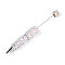 Fishtail Resin & Polymer Clay Pave Rhinestone Ball-Point Pen, Iron Beadable Pen, for DIY Personalized Pen with Jewelry Beads, Violet, 148.5~151x15~19mm