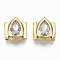 Brass Micro Pave Clear Cubic Zirconia Cabochons, Fit Floating Locket Charms, Teardrop, Real 16K Gold Plated, 7.5x7.5x3mm