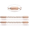 Ion Plating(IP) 304 Stainless Steel Cable Chains, with Tube Beads, Soldered, with Spool, Flat Oval, Rose Gold, Tube Beads: 59x22mm, link: 2~5.5x1.5~2mm, about 32.8 Feet(10m)/roll