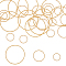 30Pcs 3 Style Brass Linking Rings, Soldered, Nickel Free, Textured, Round Ring, Real 18K Gold Plated, 12~30x1mm, 10pcs/style