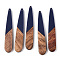 Resin & Walnut Wood Pendants, Teardrop, Marine Blue, 44x7.5x3mm, Hole: 1.2mm