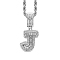 Brass Micro Pave Cubic Zirconia Pendants, Letter Charms, Letter J, 33x15mm
