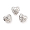 Rack Plating Brass Beads, Cadmium Free & Lead Free, Long-Lasting Plated, Heart, Platinum, 8x8x6.5mm, Hole: 2mm