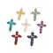 7 Chakra Natural Mixed Gemstone Faceted Round Pendants, Religion Cross Charm, with Eco-Friendly Copper Wire Wrapped and Brass Beads, Golden, 43x26x4mm, Hole: 3.5mm