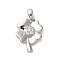 Brass Micro Pave Cubic Zirconia Pendants, Cadmium Free & Nickel Free & Lead Free, Clover, Platinum, 20x14x3.5mm, Hole: 4.5x3mm