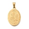304 Stainless Steel Pendants, Oval with St. Anthony Charm, Religion, Real 18K Gold Plated, 27x18x2mm, Hole: 6x3mm