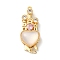 Brass Micro Pave Cubic Zirconia Box Clasps, Cadmium Free & Nickel Free & Lead Free, with Glass and Shell, Long-lasting Plated, with Jump Ring, Real 18K Gold Plated, 32.5x12x7mm, Hole: 1mm