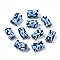 Handmade Polymer Clay Beads, Column with Jewelry Crafts Pattern, Dodger Blue, 11x6~7.5mm, Hole: 2~3mm