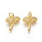 Brass Micro Pave Cubic Zirconia Charms, Lead Free & Cadmium Free, Clear, Coconut Tree, Golden, 14.5x12.5x2mm, Hole: 3mm
