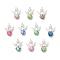 Handmade Polymer Clay Pendants, Angel, with ABS Plastic Imitation Pearl and Tibetan Style Alloy, Silver, 28.5x21.5x10mm, Hole: 2.5mm