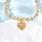 Brass Slider Bracelets, with 304 Stainless Steel Pendants, Heart with Word Love, 10-5/8 inch(27cm), Pendant: 12.5x11x1.5mm