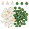 DICOSMETIC 80Pcs 2 Colors Four Leaf Charms Glass St. Patrick's Day Shamrock Charms with Golden Brass Loops Lucky Bead Charms for DIY Necklace Bracelet Earrings Making Supplies, Hole: 1.6mm
