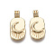 Brass Pendants, Oval with Moon, Nickel Free, Real 18K Gold Plated, 21.5x10x4.5mm, Hole: 2mm