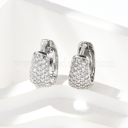 Латунные серьги-кольца из прозрачного кубического циркония EJEW-M077-20P-1