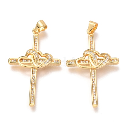 Латунные микропаве прозрачные подвески с фианитом ZIRC-O038-10G-1